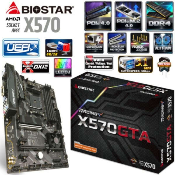 Biostar X570GTA 4000Mhz OC S+V+GL DDR4 AM4 (ATX) 