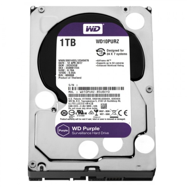 WD PURPLE 3,5 1TB 64MB 5400RPM WD10PURZ 