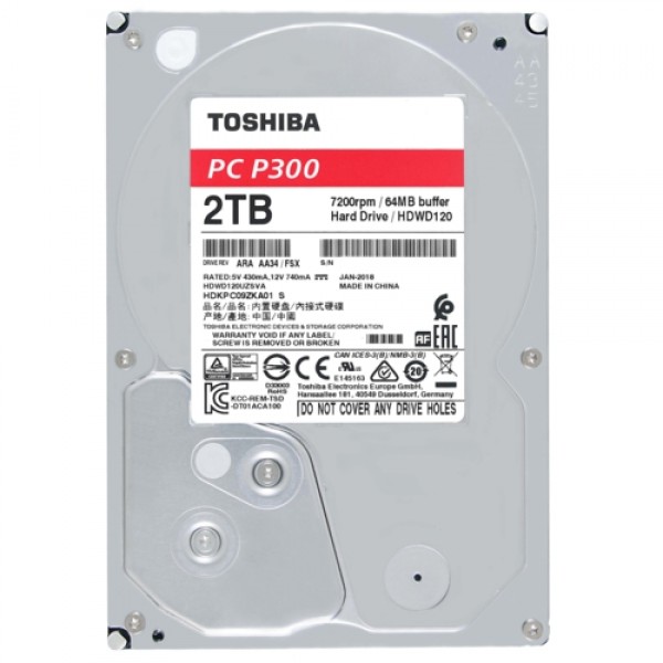 Toshiba 3,5 P300 2TB 64MB 7200RPM HDWD120UZSVA