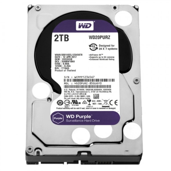 WD PURPLE 3,5 2TB 64MB 5400RPM WD20PURZ 