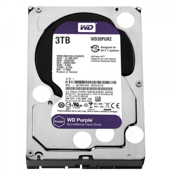 WD PURPLE 3,5 3TB 64MB 5400RPM WD30PURZ 