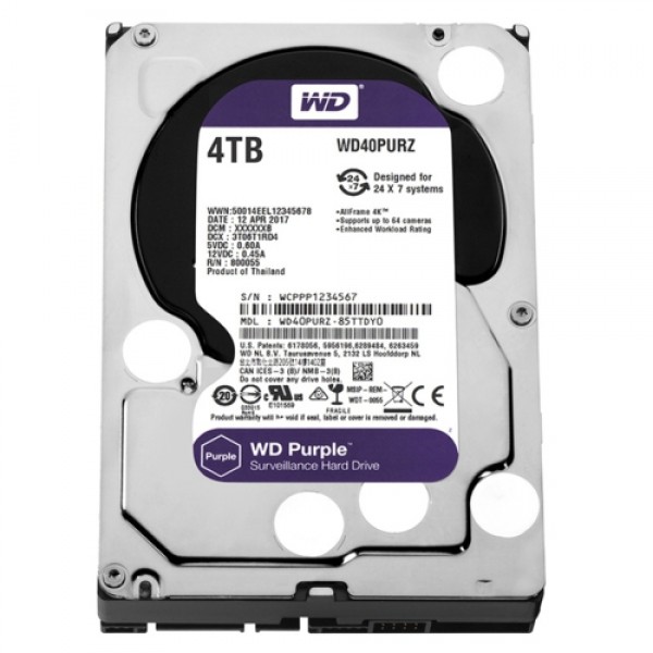 WD PURPLE 3,5 4TB 64MB 5400RPM WD40PURZ