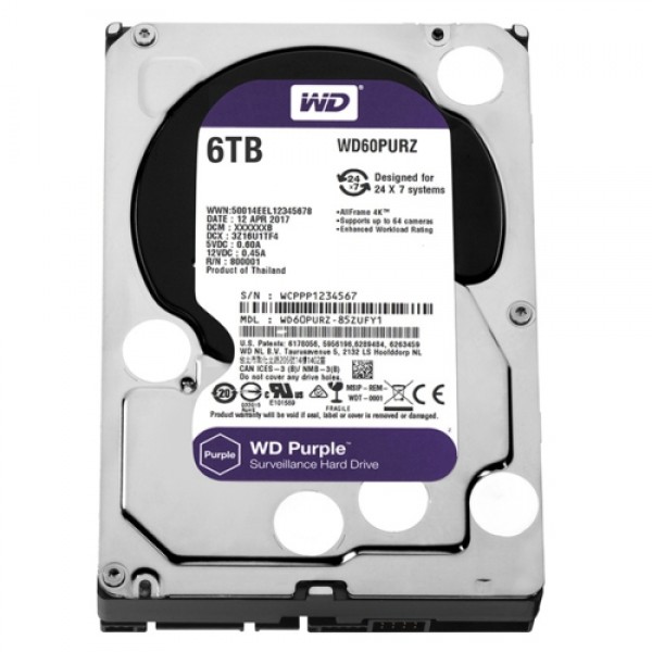 WD PURPLE 3,5 6TB 64MB 5400RPM WD60PURZ 