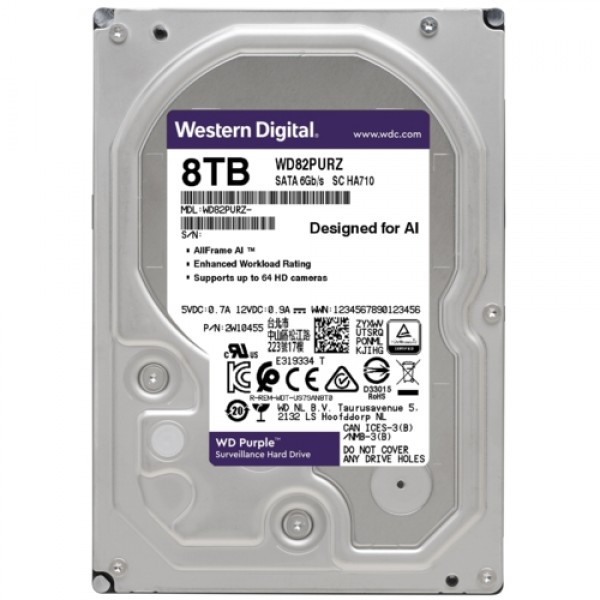 WD PURPLE 3,5 8TB 256MB 7200RPM WD82PURZ 