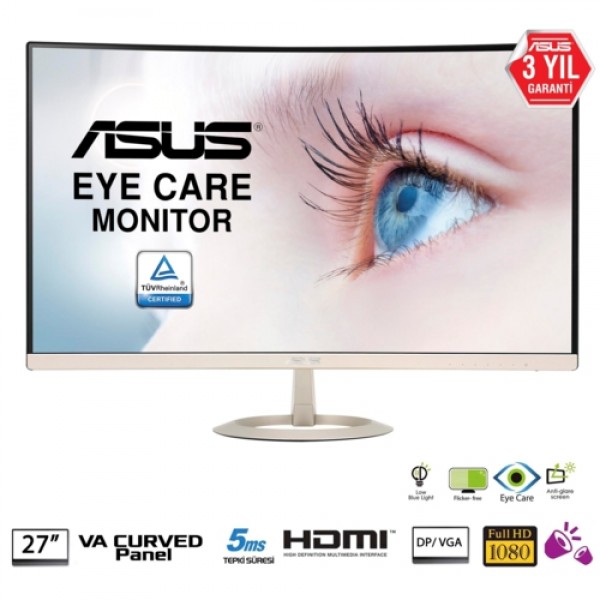 Asus 27 VZ27VQ LED Curved Monitör Gold-Siyah 5ms 