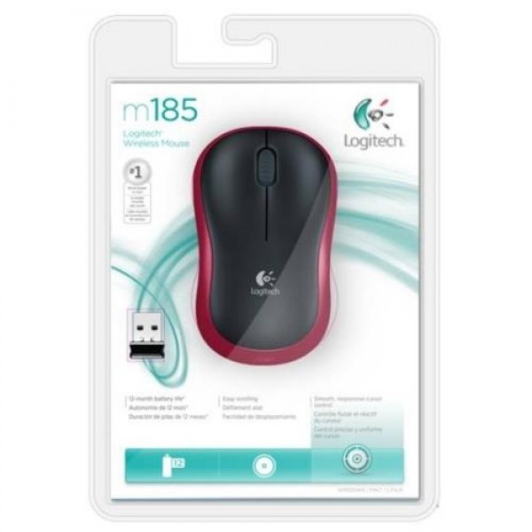 Logitech M185 Kablosuz Mouse Kırmızı 910-002237 