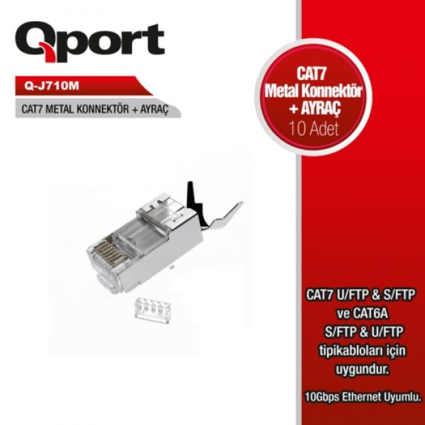 Q-PORT Q-J710M CAT7 KONNEKTOR VE AYRAÇ 10 ADET