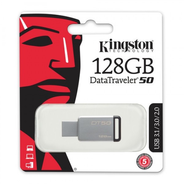 Kingston 128GB USB3.1Memory DT50/128GB Metal/Siyah