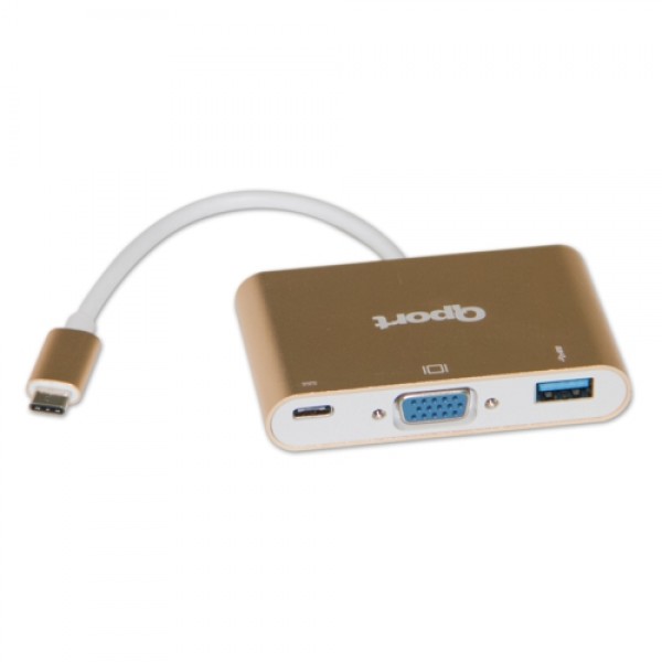 Qport Q-Tv03 Type-C To Vga+USB 3.0+Type-C Çevirici 