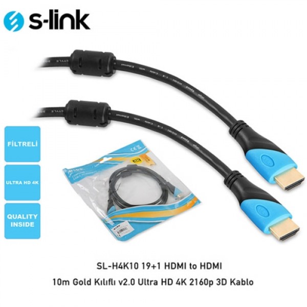 S-LINK SL-H4K10 19+1 HDMI to HDMI 10m Kablo 