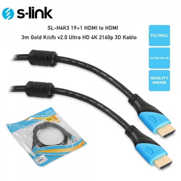 S-LINK SL-H4K3 19+1 HDMI to HDMI 3m Kablo 