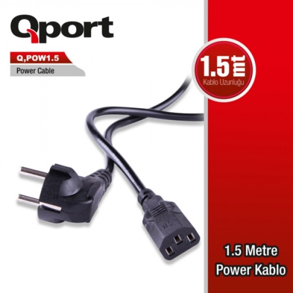 Qport Q-POW1.5 PC Power Kablosu 1.5 Metre 