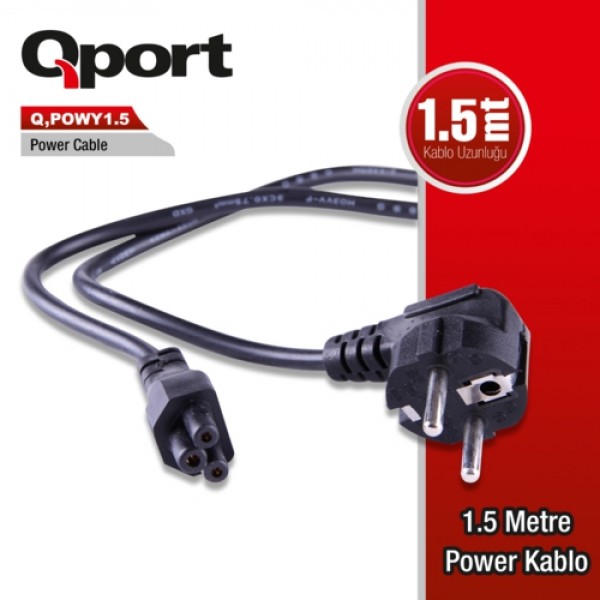 Qport Q-POWY1.5 Yonca Ntb Power Kablosu 1.5 Metre 